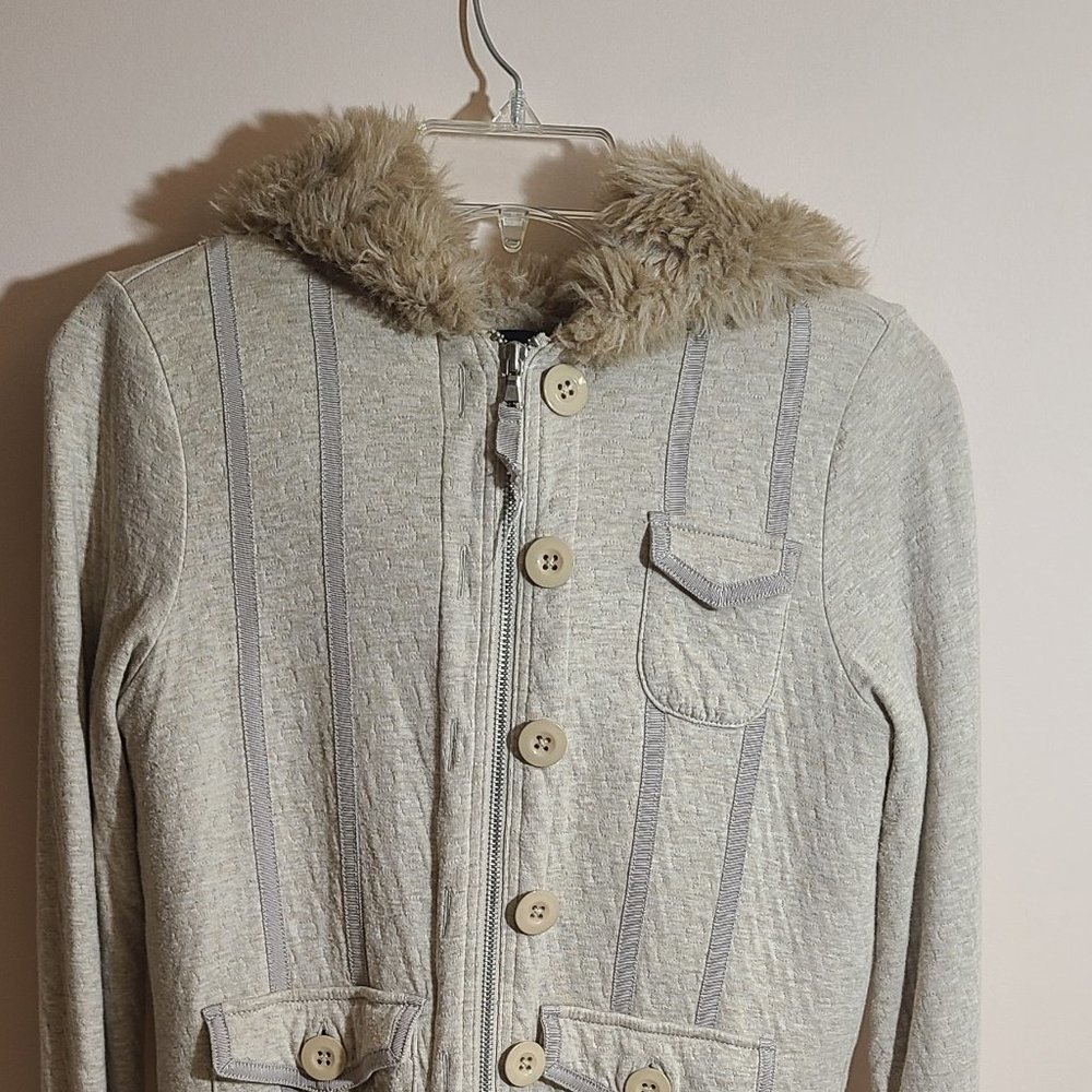 Marc Jacobs Beige Jacket Women Size Small Huge Fur Vintage